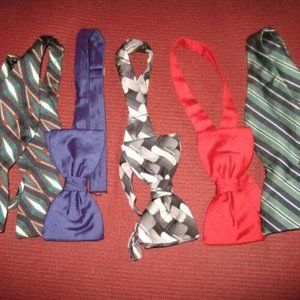 ❤️LOT 5 BEAU TIES LTD OF VERMONT SILK BOWTIES RED NAVY BLACK/WHITE STRIPES